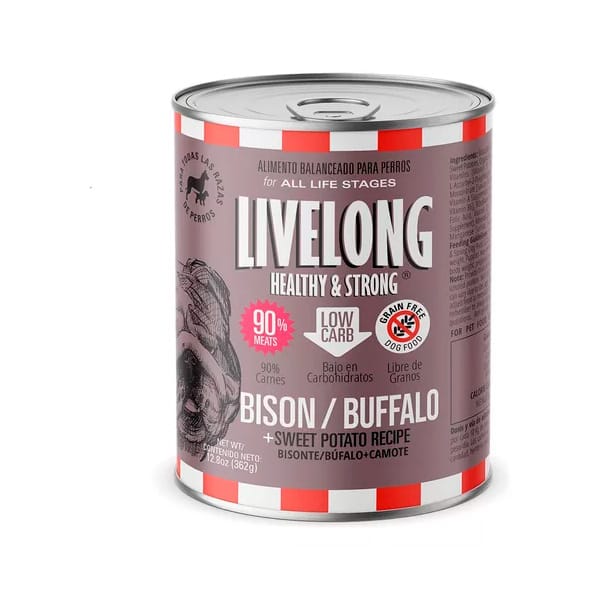 748252145024 Livelong - Alimento Húmedo para Perros - Sabor Bisonte y Buffalo - Imagen 1