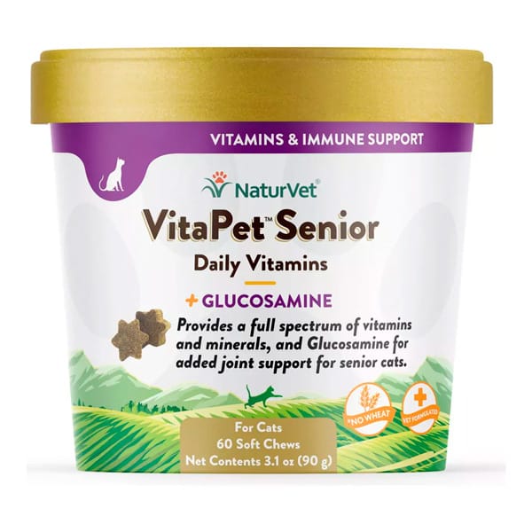 7591519006957 Suplemento Vitapet Senior Cat Plus para Gatos 60 Chews - Marca Naturvet - Imagen 1